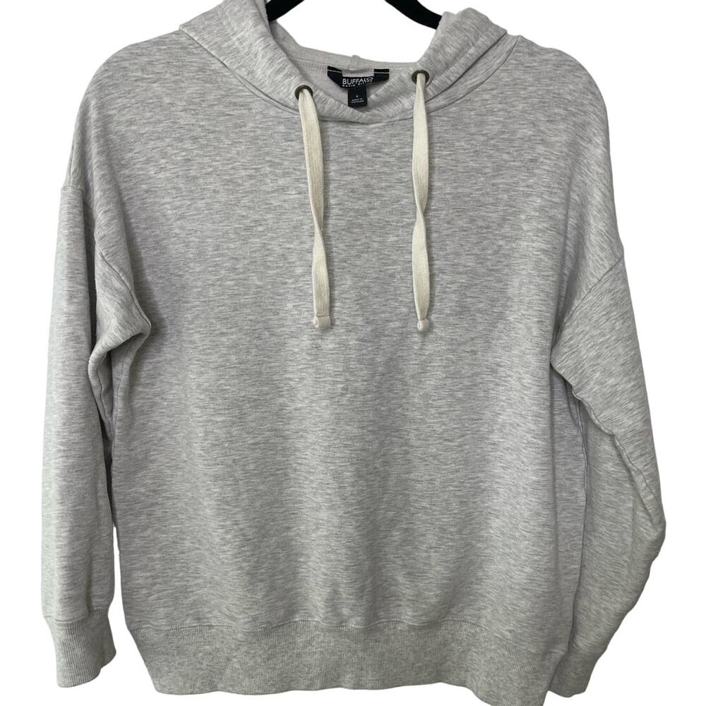 Buffalo David Bitton Drawstring Hooded Sweatshirt Heather Gray Women's Size‎ S